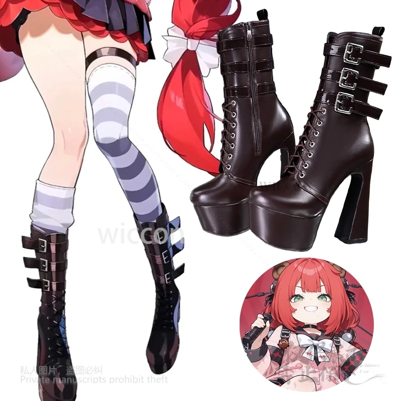 

Anime High Quality PU Leather Shoes Ukinami Yuzuha Shoes Cosplay Game Honkai: Star Rail Handmade Halloween Christmas Party ROLE
