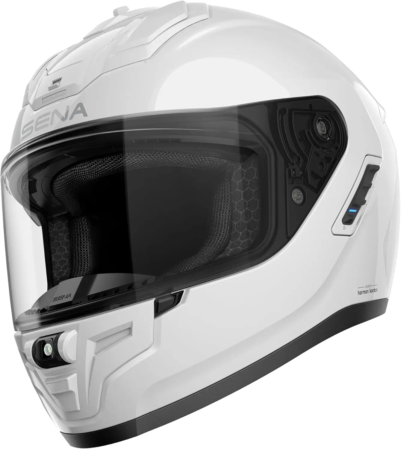 

Phantom Full Face Smart Motorcycle Helmet with Integrated Communications, LED Lighting, and 2nd Generation Sound by Harman Kardo