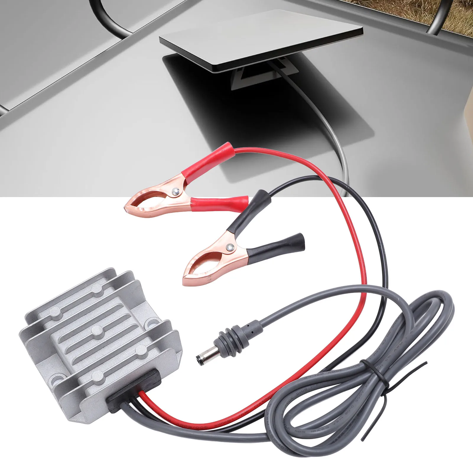 

Step Up Power Cable Aluminum Alloy Boost Power Converter Plug and Play 9V To 28V Input with Clip for Mini Dish