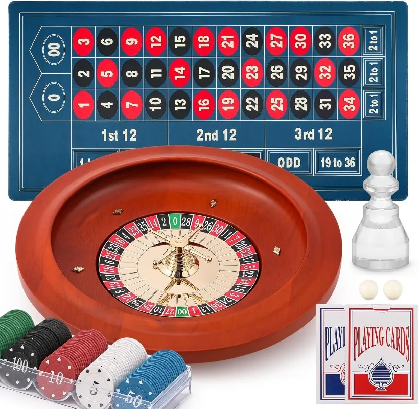 مجموعة عجلات الروليت مقاس 11 بوصة: عجلة الروليت الصلبة مع 47.2 * 23.6 بوصة تخطيط طاولة الروليت حصيرة اللباد 100 قطعة ABS #1