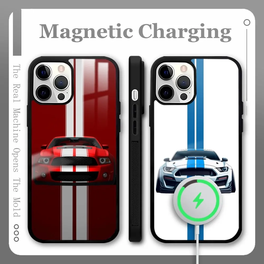 Cool Cars M-MustangS Phone Case For iPhone 16 15 14 13 12 11 Pro Max Plus Mini Magnetic Magsafe Wireless Charging Cover