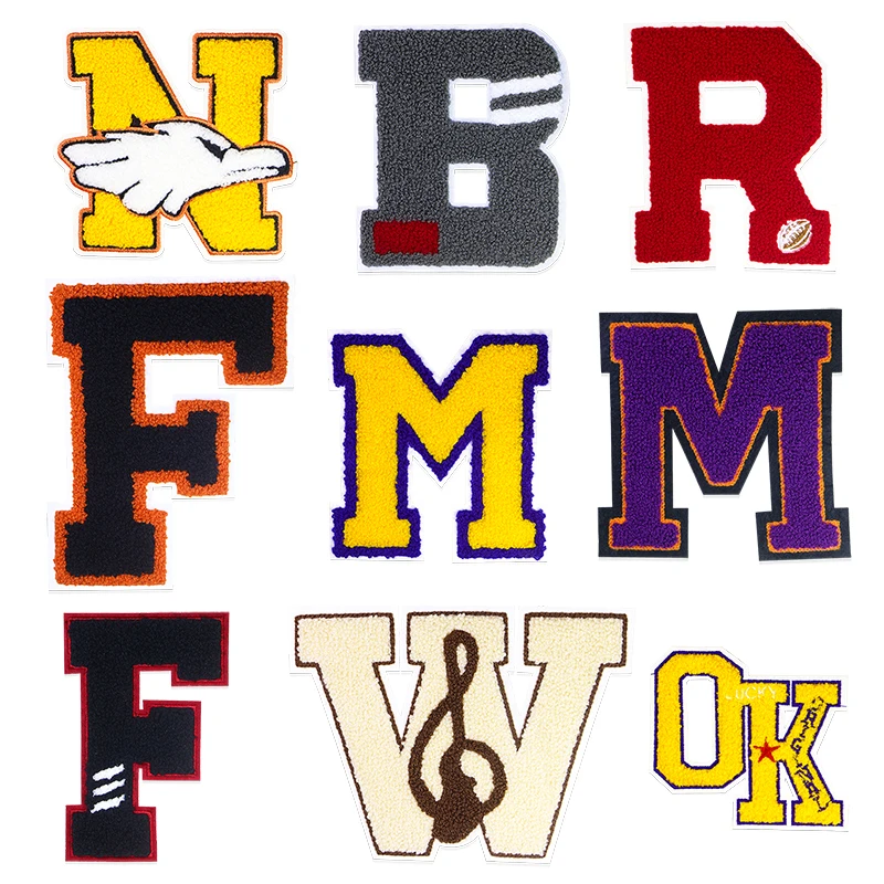 Letter M F OK Eagle Note Patch English Icon Towel Embroidered Applique Patch For Clothing DIY Sew-on Patches on the stickers