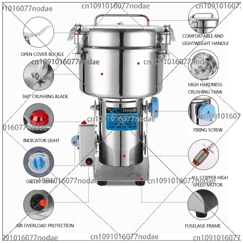 

ZT-2500A Medicinal Material Crusher 220V/4200W Grain Spice Coffee Grinder Universal Cereals Grinder
