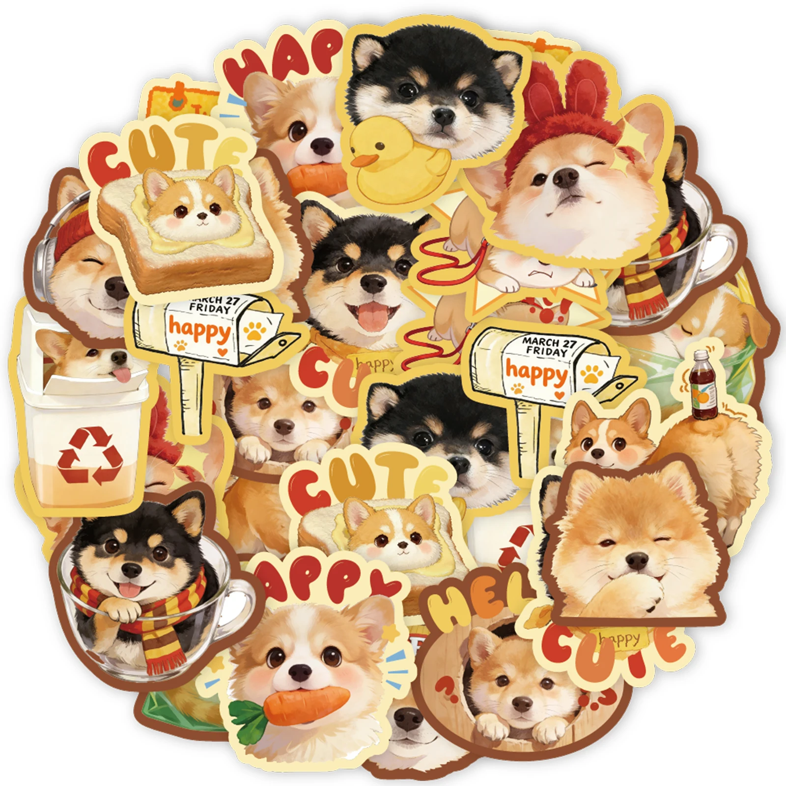 Etori Life Playful Lightning Cute Shiba Inu Life Scene Stickers Cute Cartoon Daily Atmosphere Decorative Stickers for Laptops, Phone Stickers, Luggage, Photo Albums, Office Decoration Accessories, Scrapbooking Supplies, Room Decoration, DIY Crafts, Card Making, Birthday Gifts, Toy Stickers, Graffiti Stickers, Stickers That Are Not Easily Damaged by Water