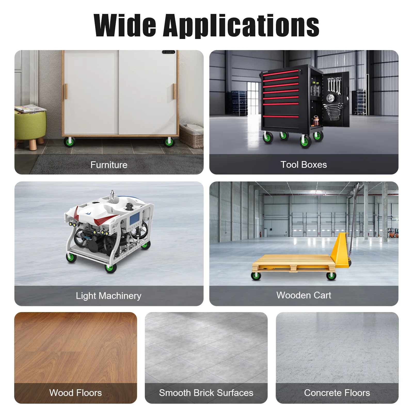 4 шт. пневматические колеса с пневматическими шинами, 2 жестких 2 поворотных HD, набор колес для фермерской тележки, 8 дюймов