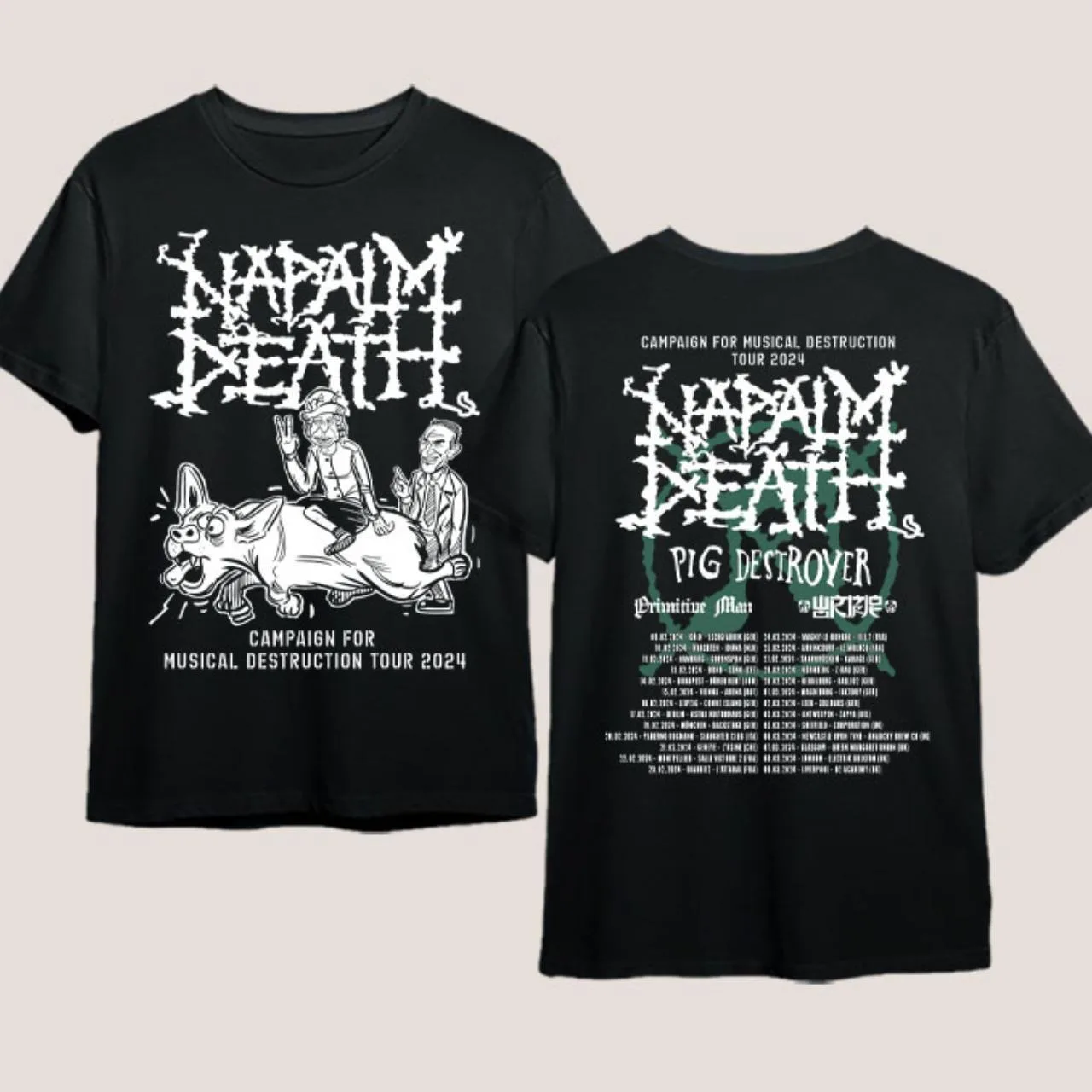 Napalm Death Pig Destroyer Tour 2024 T Shirt Full Size S-5XL BE2588