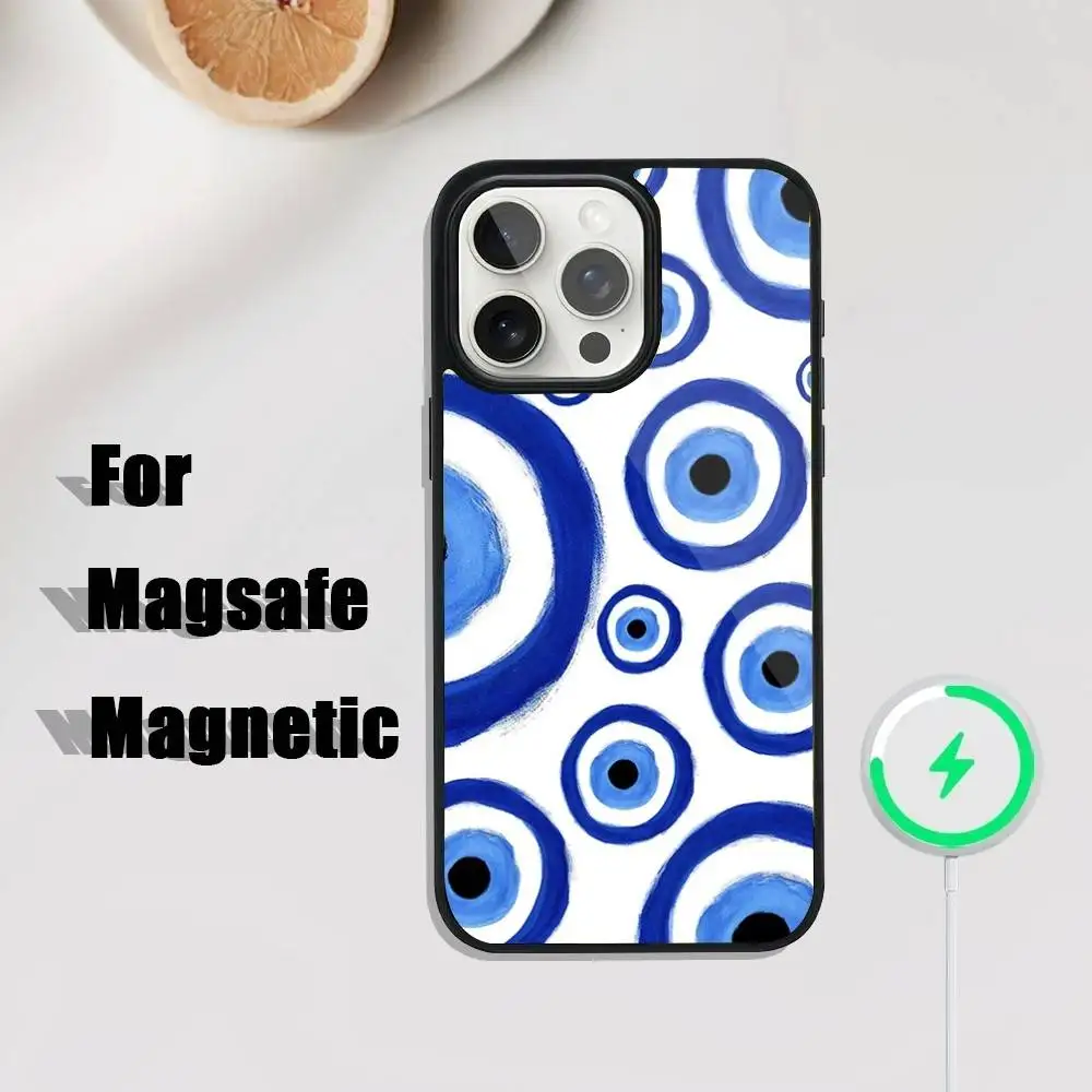 Lucky Blue Evil Eye Phone Case For iPhone 17,16,15,14,13,12,11,Pro,Max,Plus,Mini,SE4,E Magnetic Magsafe Wireless Charging