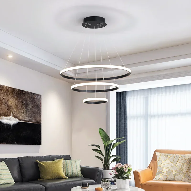 Imagem -03 - Modern Led Circle Pendant Light Teto Pendurado Lâmpada Luminária Sala de Estar Sala de Jantar Loft Quarto Anéis de Lustre Decoração