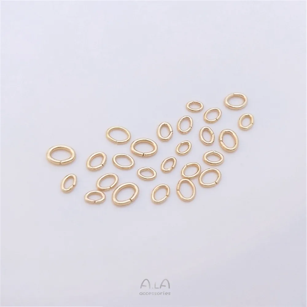 Open loop 14K gold Oval Single loop bracelet necklace Finishing connection ring diy handmade jewelry accessories