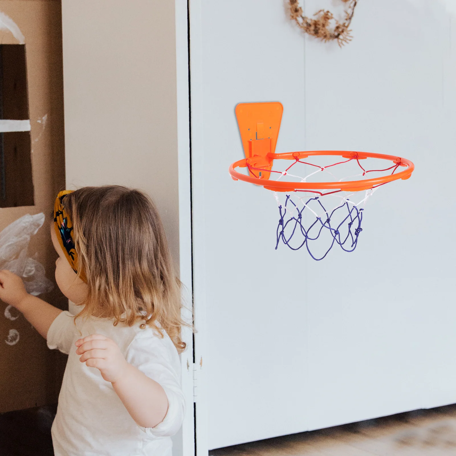 Indoor Wall Mounted Basketball Hoop Foldable Rim Household Basketball Hoop Replacement Heavy Duty Orange Frame