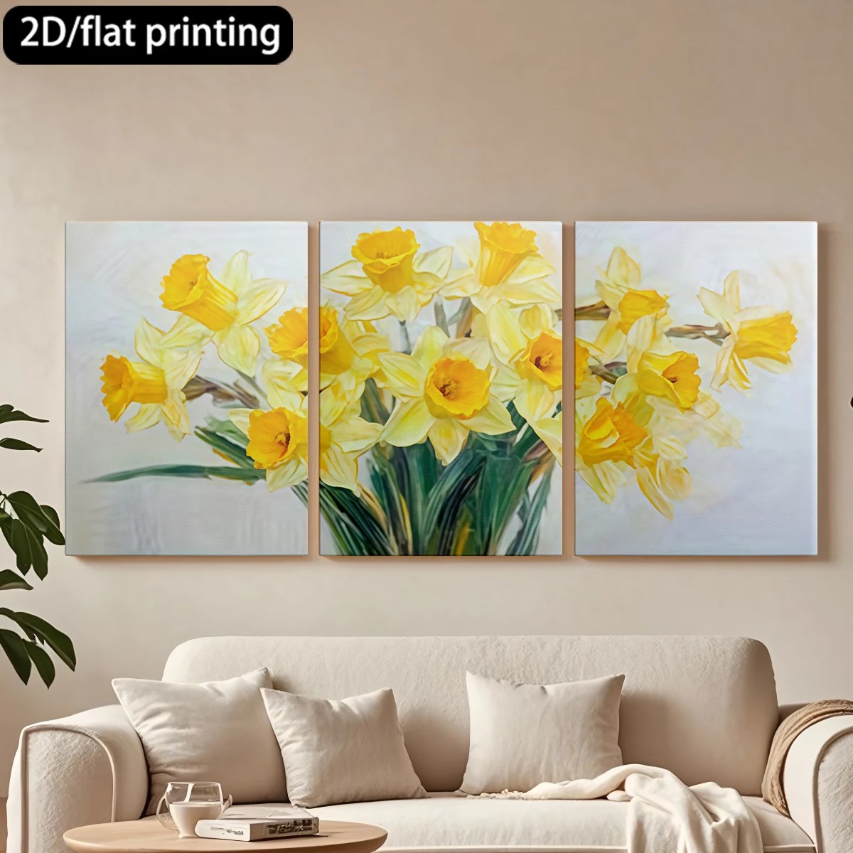 

3pc wooden frame canvas decorative painting Bouquet of beautiful yellow daffodils.Corridor, Living Room Decoration