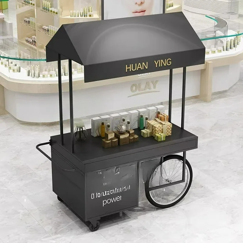 Wrought iron flower car night market mobile stall car multi-functional cart