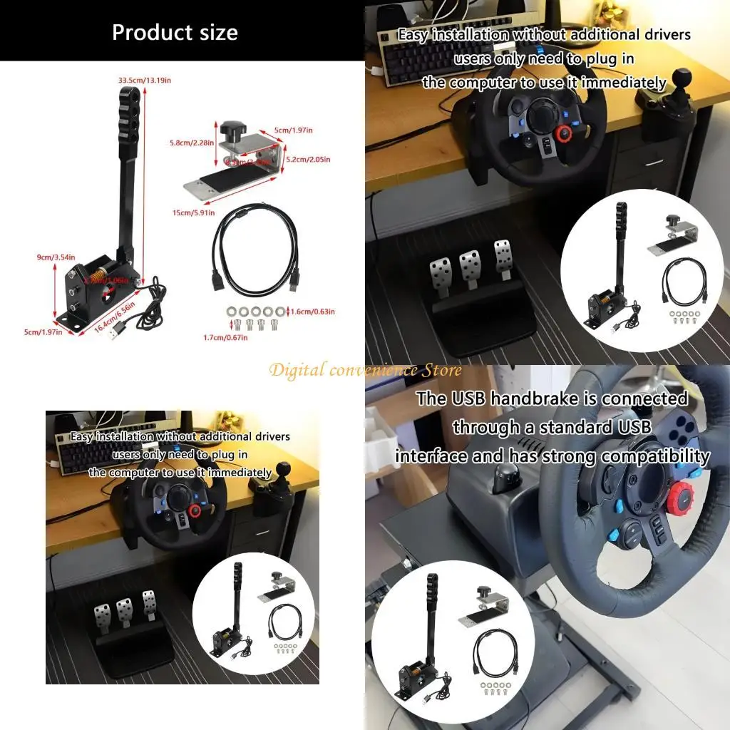 

97QA универсальные гоночные симуляторы с высоким откликом, USB-контроллер ручного тормоза, дизайн Plug and Play для колес G27