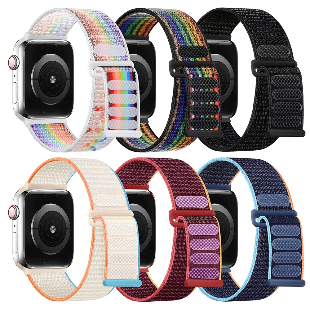 Nylon loop Strap For Apple Watch Bands 49mm Ultra-2 44mm 40mm 45mm 41mm 38-42mm Bracelet for iwatch band Series 9 8 se 7 6 5 4 3