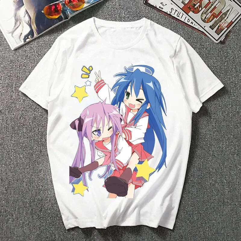 Lucky Star Konata Galaxy T-Shirt Manga Charm Anime Sparkle New Style Kagami Fashion Popular Tsukasa Trend Miyuki Otaku Clothing