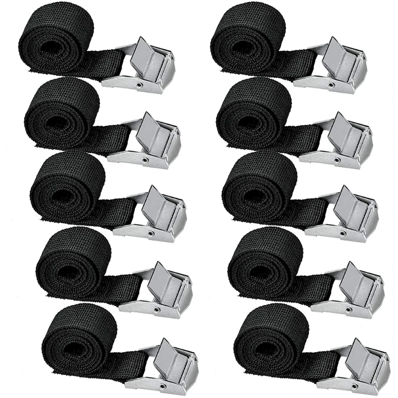 QM 10pcs Black Fastening Straps with Buckle Wear-resistant Lashing Straps with Lock for Attaching to Bicycle for Carrier