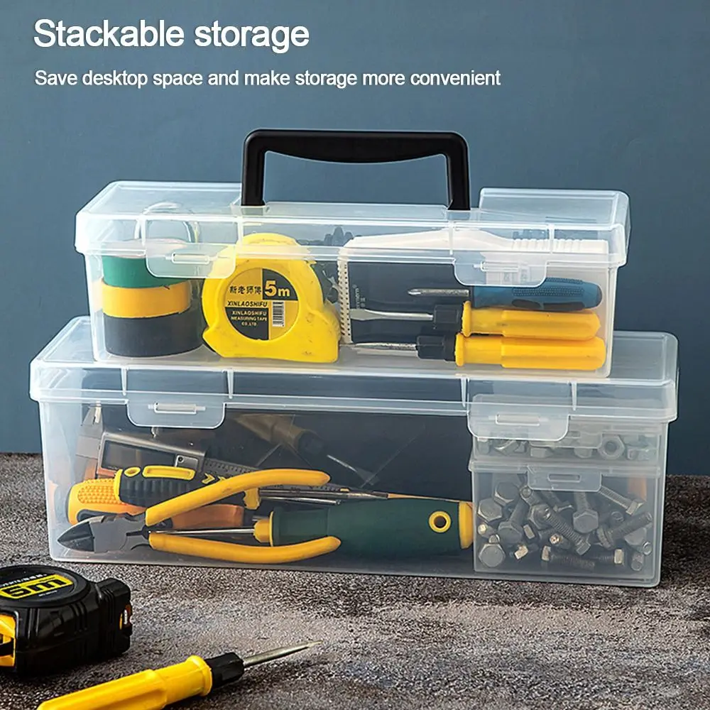 Transparent Hardware Tool Box Multifuntional Toolbox Plastic Parts Box Tool Organizer Household Tool Storage Box