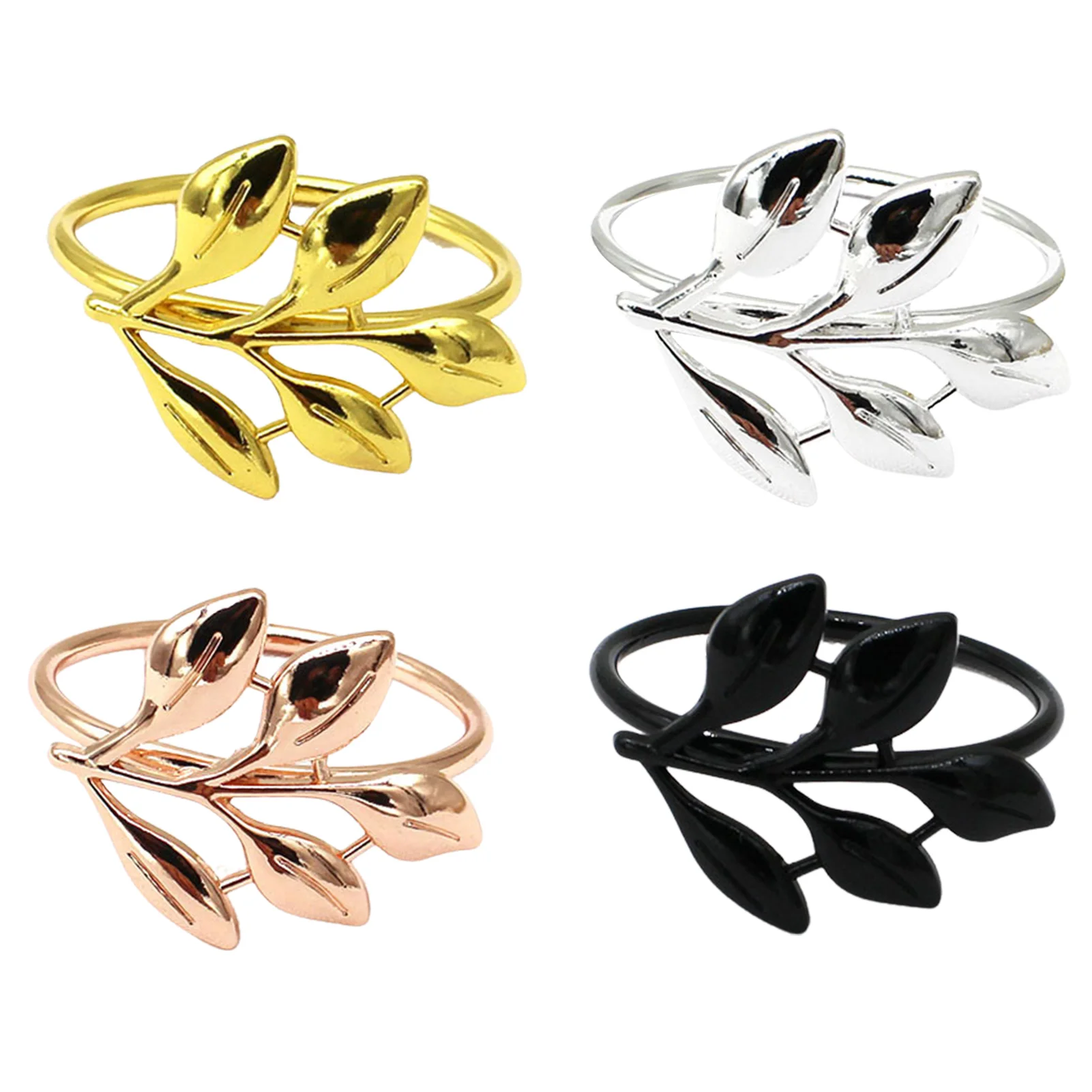 6Pcs Fall Leaves Napkin Rings Gold Silver Napkin Buckle Metal Napkin Holder Wedding Gifts Baptismal Shower Party Table Decor