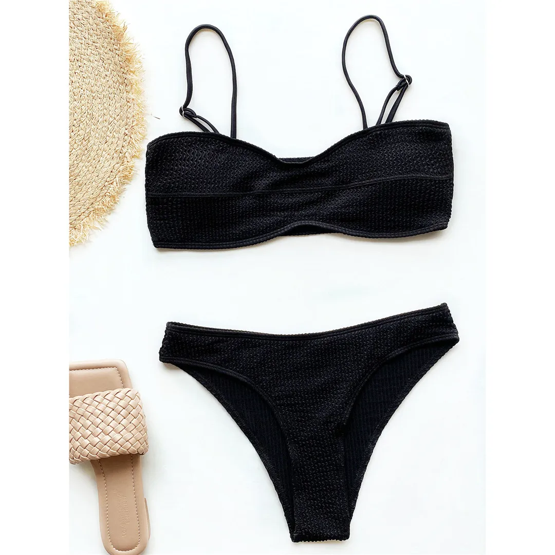 Neuer sexy, geraffter Bikini mit mittelhohem Bund und Polsterung, Damen-Badeanzug, zweiteiliger Bikini-Set, Badebekleidung, Badeanzug, Schwimmanzug V3163 – Detail 15