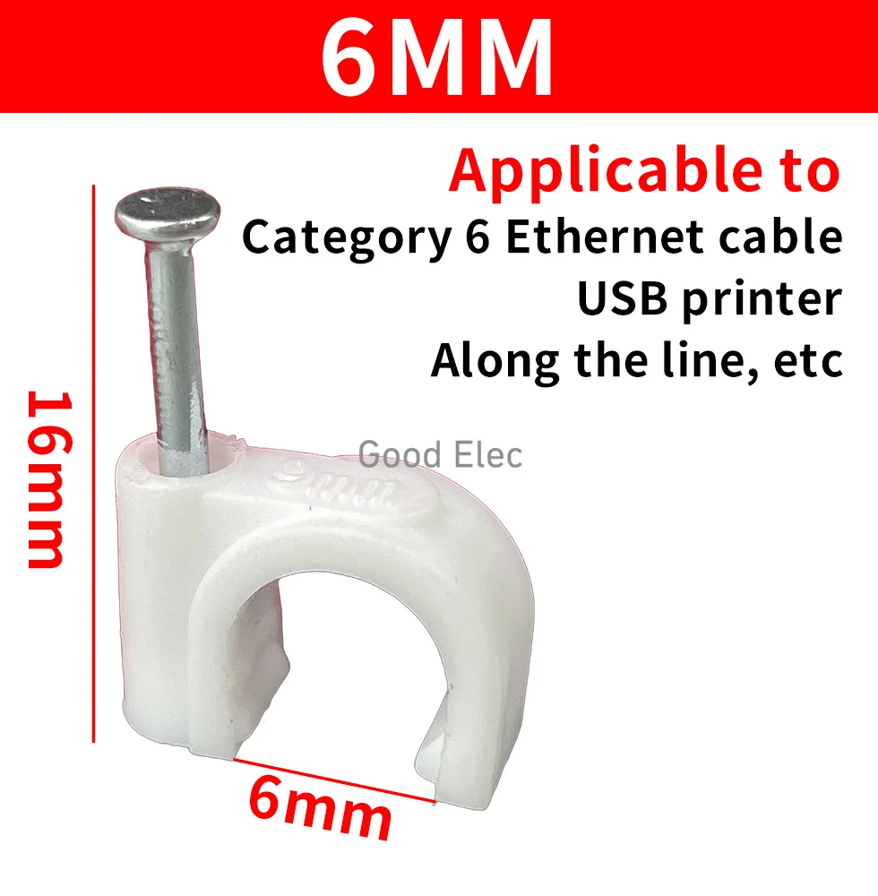 100 Stks/zak 6/8/14/18/25Mm Stalen Spijkerdraadclip, Cirkelvormige Draadbevestigingsdraadclip, Gaasdraadklem, Draadbeheerapparaat