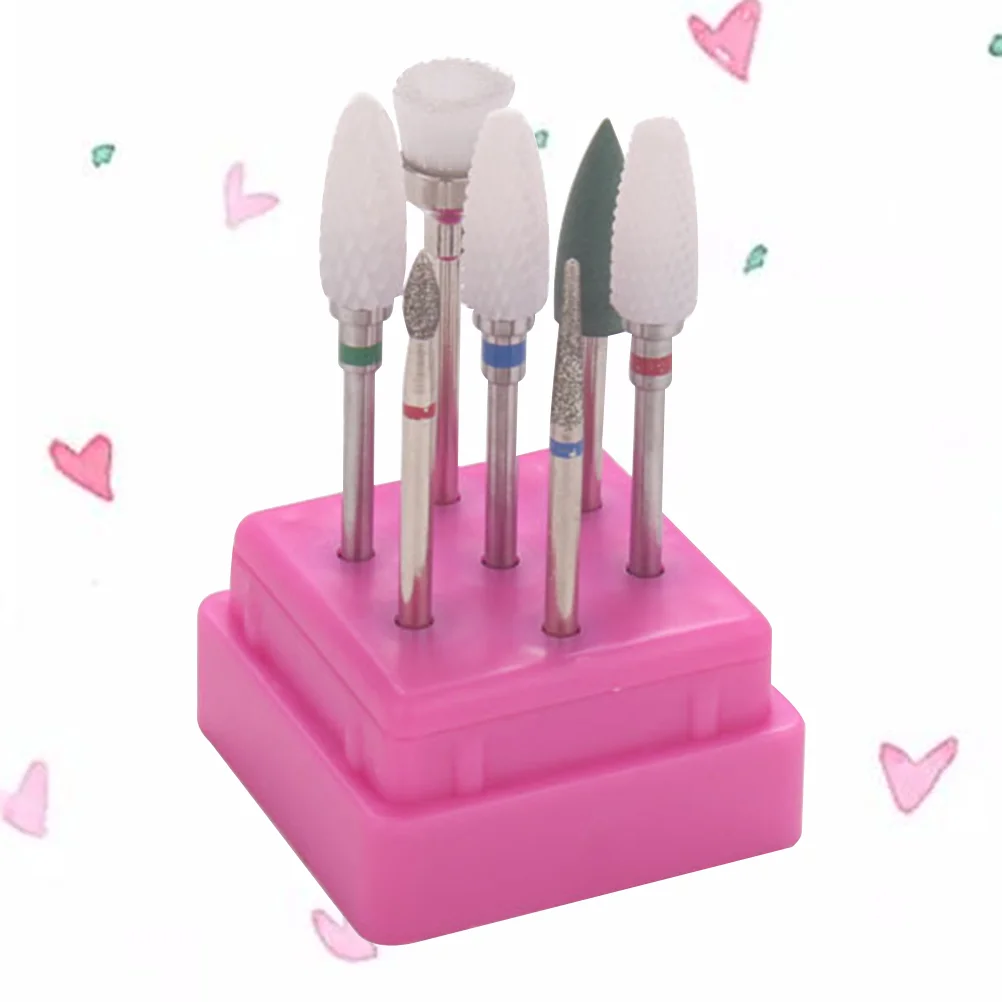 

7 Pcs Nail File Bits for Acrylic Gel Nails Electric Tool Grinding Head Down Removing Cuticle Tools