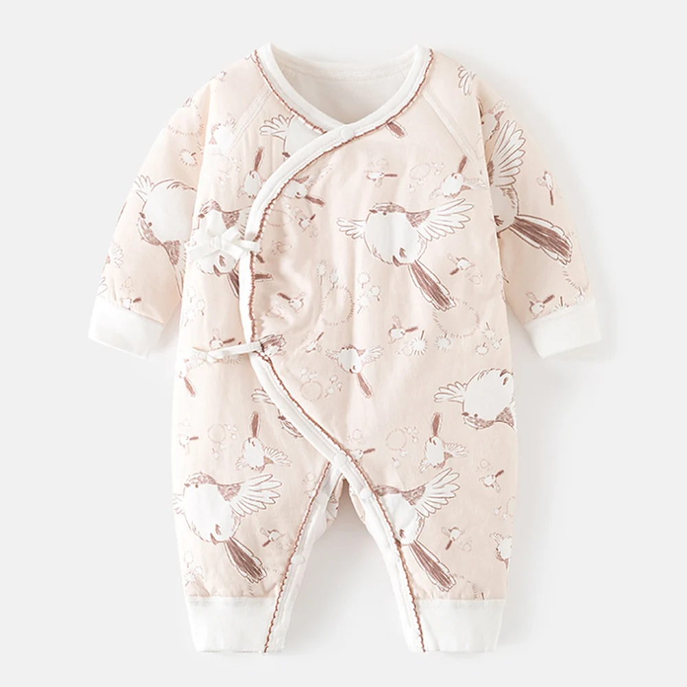 Vestiti delle neonate trapuntati autunno inverno caldo tuta bambino 0-6 mesi Unisex natale pagliaccetto neonato