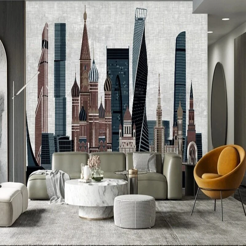 Custom Wall Mural Modern Architecture Building Pattern Wallpaper for TV Background Home Decor Living Room Bedroom Wall Paper