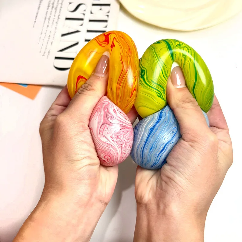 

Мячик-антистресс Little Bear Maltose Pinch в виде полосатого яйца, пасхальная игрушка-антистресс, музыкальный инструмент для снятия стресса, медленно восстанавливающий форму