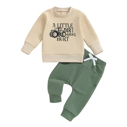 Toddler Baby Boy Fall Winter Clothes Mamas Little Boy Outfit Letter Long Sleeve Sweatshirts and Jogger Pants Set