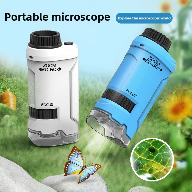 Laboratory Miniature Pocket Microscope Child Microscopio 60-120x Digital Children's Electron Microscope Portable Electronic Kids