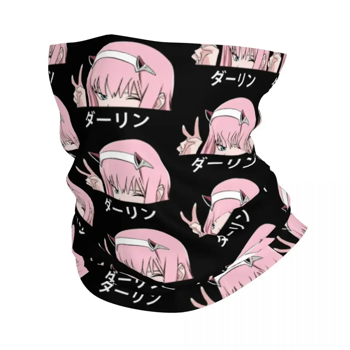 Kawaii Zero Two Bandana Neck Warmer Women Men Winter Ski Hiking Scarf Gaiter Darling In The Franxx Face Cover