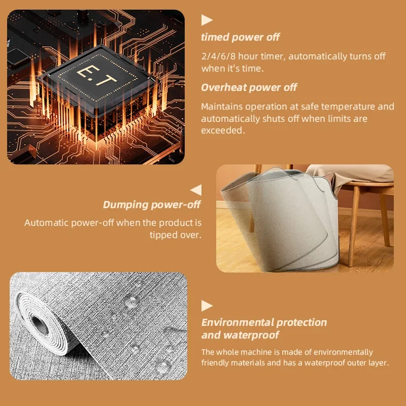 Zinc silk-free, dry and odorless smart portable fan infrared panel radiant heater, suitable for winter household use