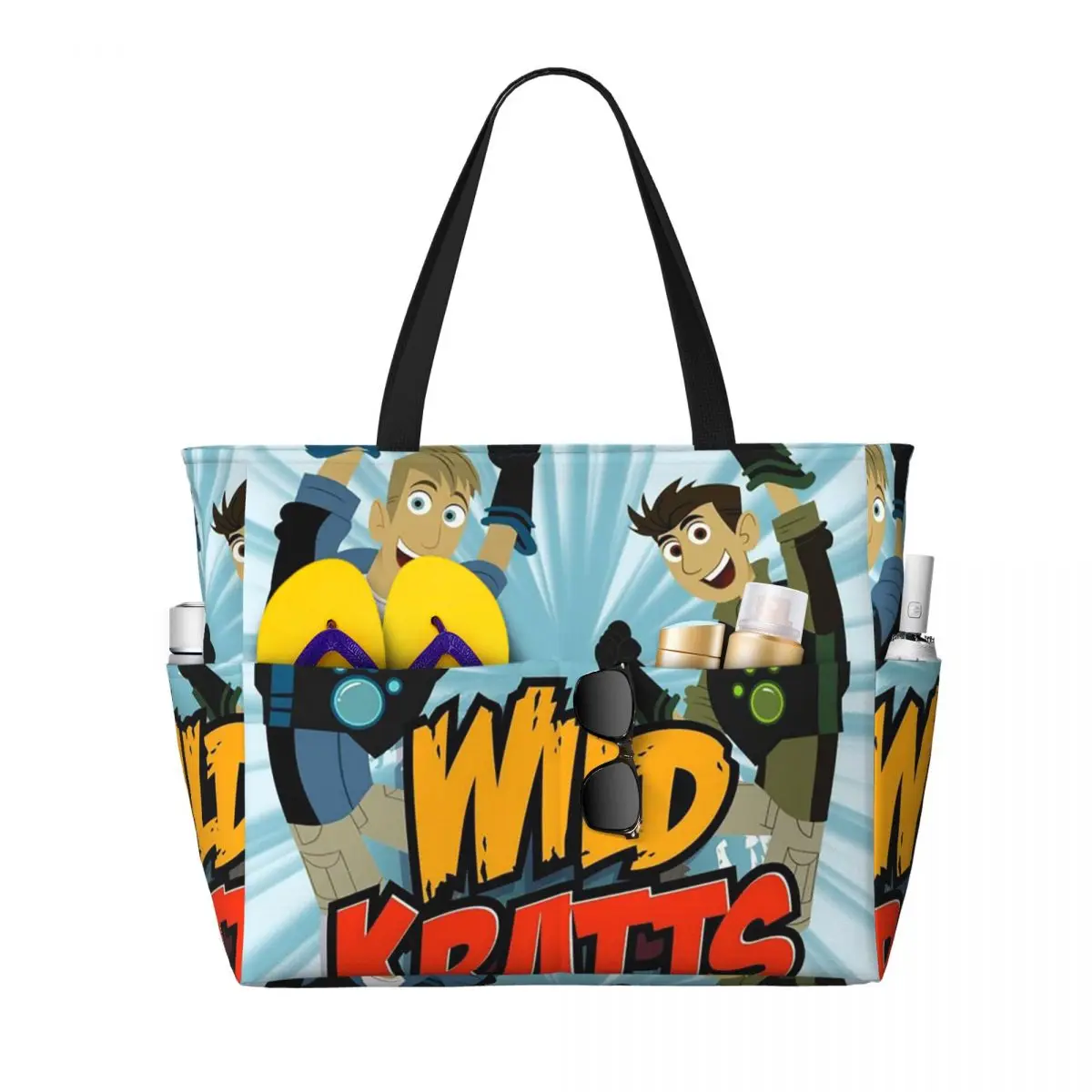 Pattern Logo Wild Kratts Beach Tote Bag Sport Gym Yoga Duffle Large Tote Bag Women Travel Bag Fitness bag