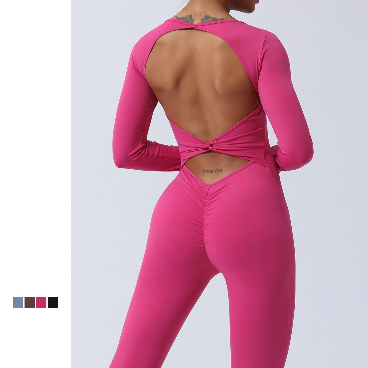 

Women Sexy Hollow Back Yoga Jumpsuits with Chest Pads Fitness Clothing Sports Suits Running Tracksuits Gym Sets Sports Wears