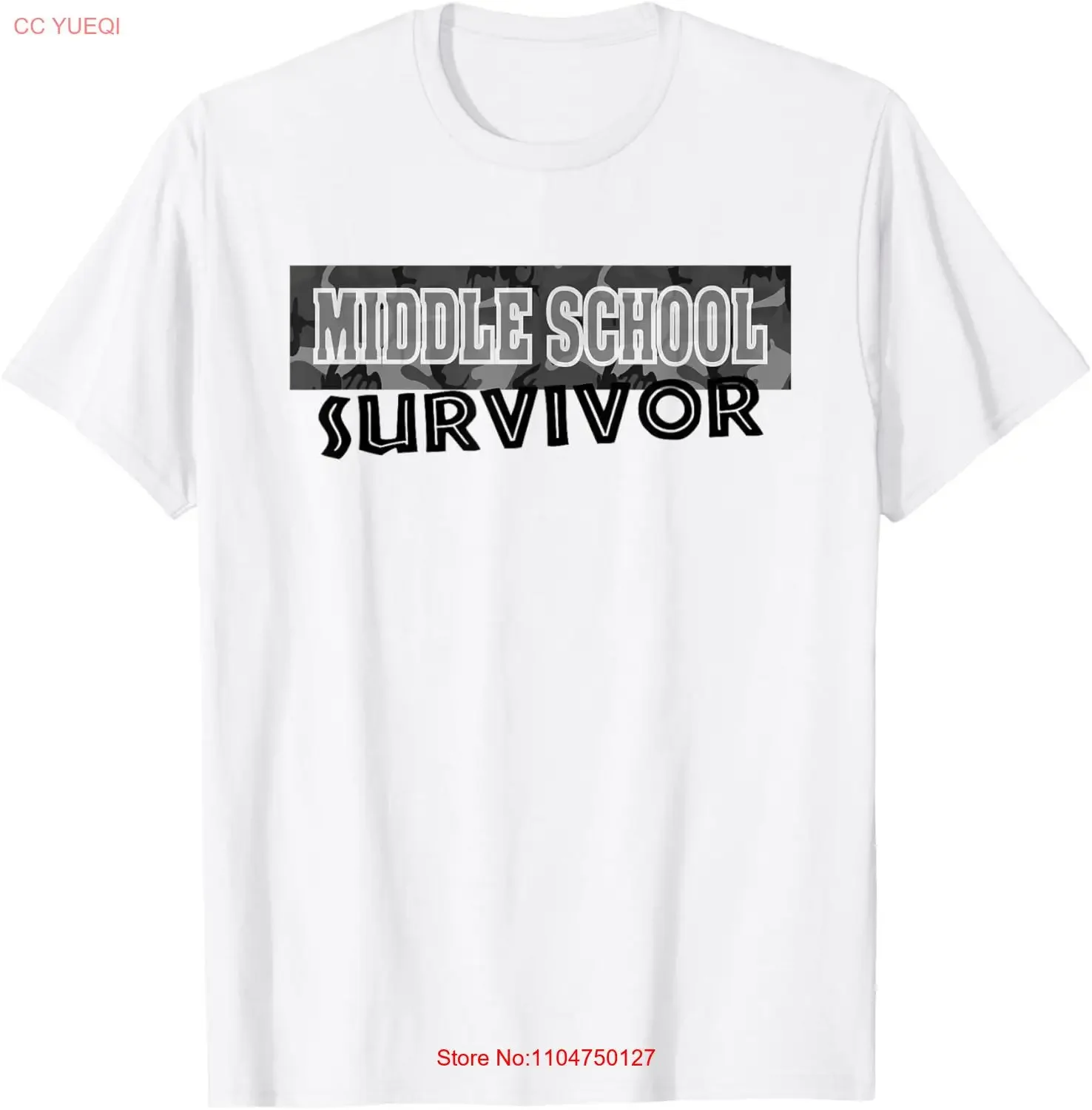 Камуфляжная футболка для средней школы Survivor, винтажная, мягкая, повседневная, стильная, дышащая, универсальная, удобная, растянутая