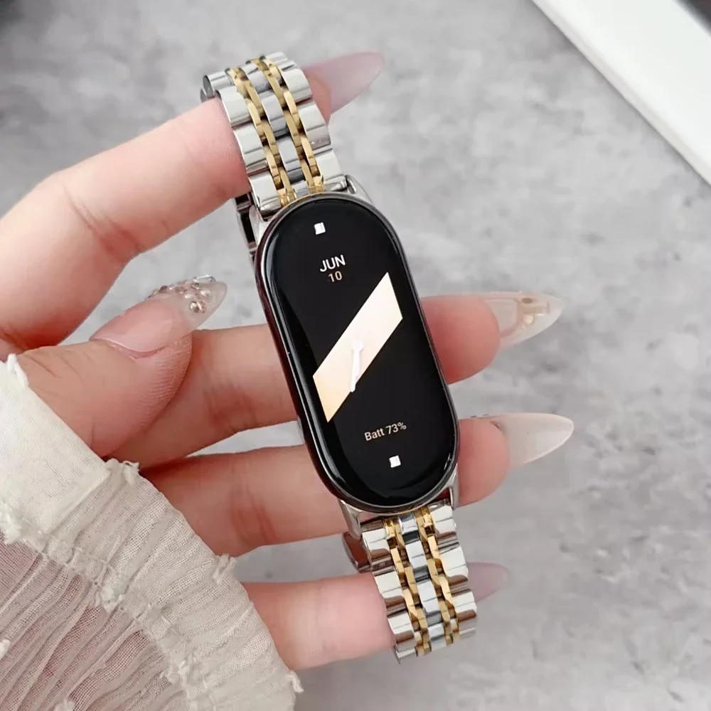 Ремешок для Mi Band 8, металлические браслеты для Xiaomi Mi Smart Band 9, часы Miband 8, сменные аксессуары из нержавеющей стали