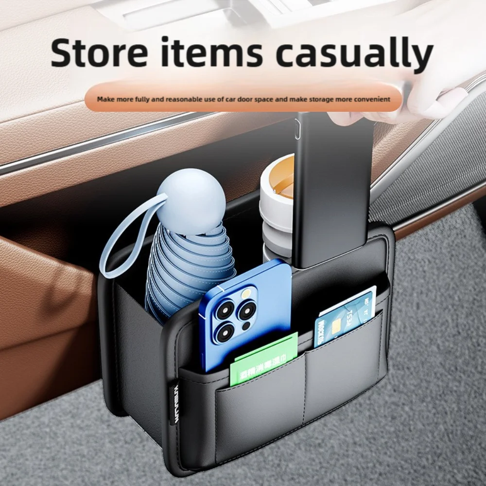 

High Quality PU Leather Car Door Storage Box Multifunctional Portable Seat Back Hanging Organizer Phone Storage Bag Universal