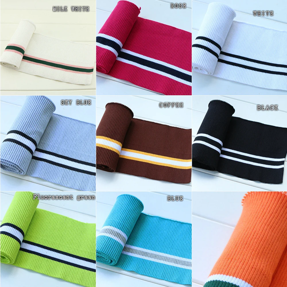 Elastic Cotton Spandex Stretch Knit Cuff WaistbAnd Leg Arms Collar Hem Rib Trim Jersey Baseball Coat Accessory 80cm Rib Fabric