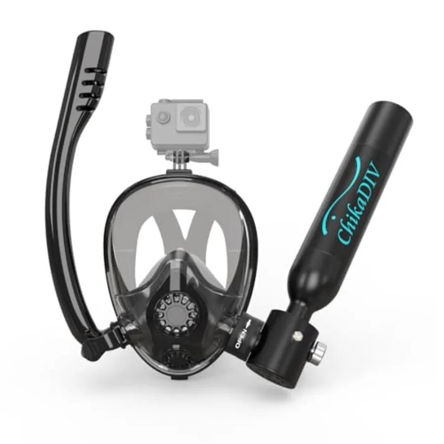 Snorkeling mini scuba tank 0.5L aluminum diving cylinder with full-face mask underwater breathing system black DOT-certified li