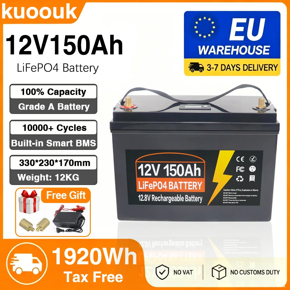12V 150Ah 200Ah 350Ah Lifepo4-Batterie mit eingebautem BMS, Lithium-Eisenphosphat-Zellen zum Ersetzen der meisten Notstromversorgungen für die Heimenergiespeicherung.