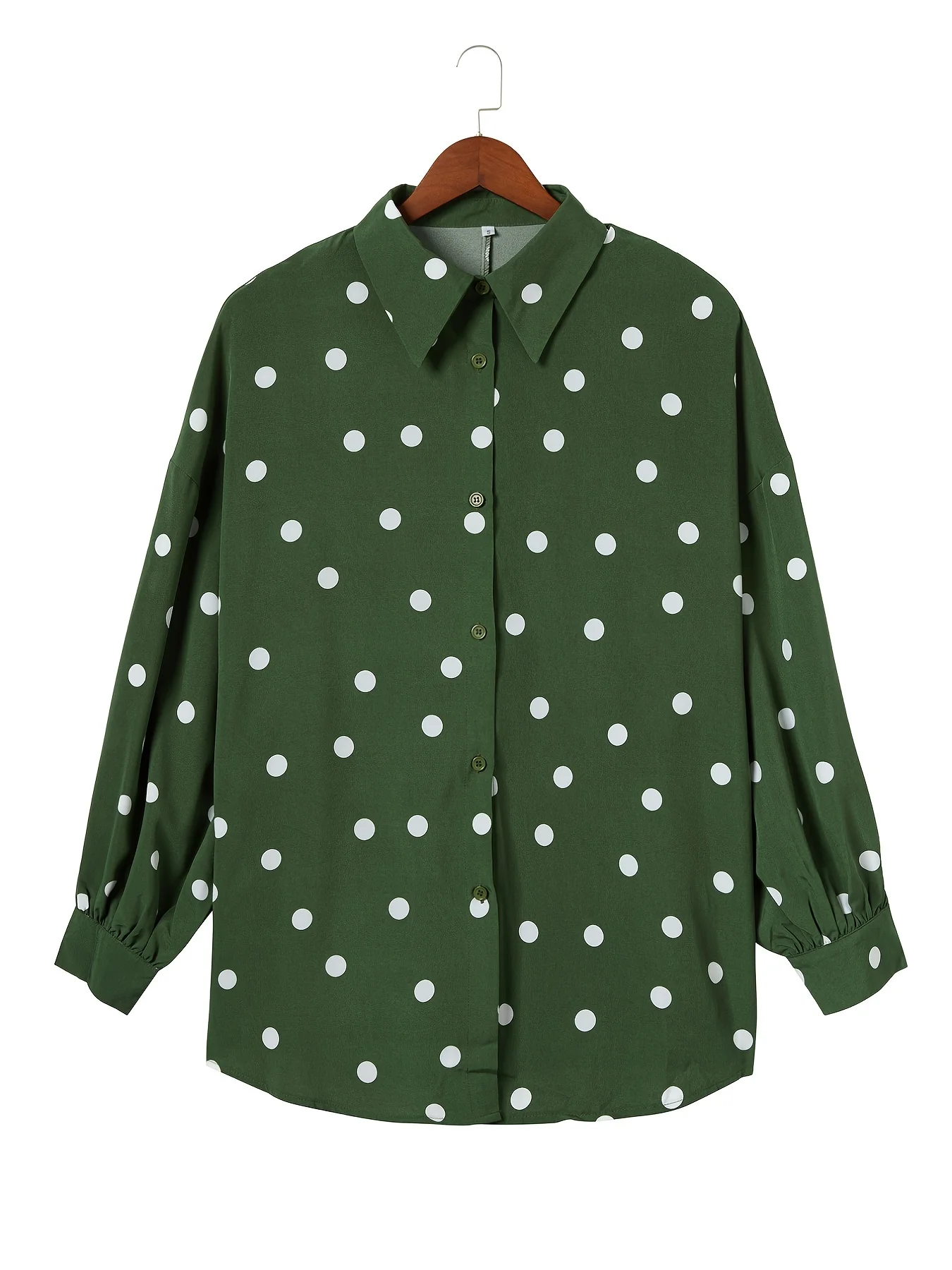 Autumn Women Shirt Green Dot Printing Female Clothing Fashion Elegant Ladies Office Chiffon Blouse Long Sleeve Women Clothes To