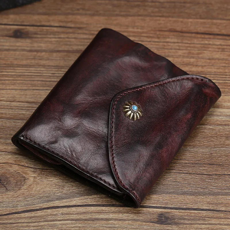 

Fashion vintage genuine leather men's women's mini wallet designer luxury natural real cowhide multifunctional casual coin purse