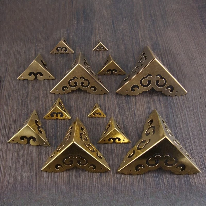 Antique Chinese pure brass decorative furniture copper accessories package corner protection three-sided bread corner