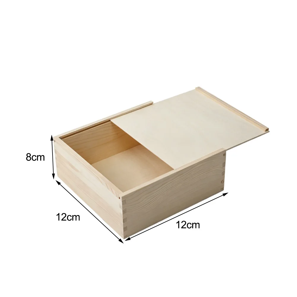 

Wooden Sliding Lid Box for Organizing Craft Supplies Hobby Equipment and Keepsakes in Home Studio or Living Space Natural Tone