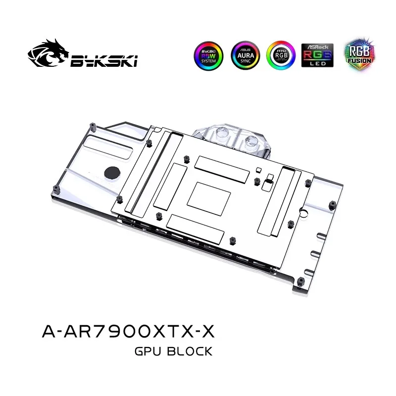 Imagem -06 - Bykski Bloco de Água Uso para Asrock Amd Radeon rx 7900 Xtx Taichi Gpu Card Cobre Radiador de Refrigeração Rgb Aura A-ar7900xtx-x