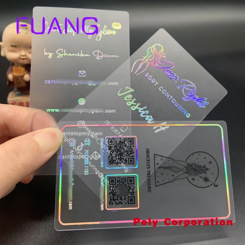 

Custom Custom Plastic Transparent Business Invitation Name Card With Holographic Letter