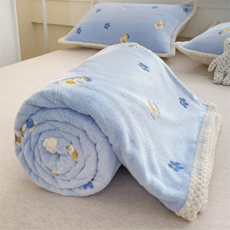 Soft Coral Fleece Air Conditioning Blanket Nap Blanket Office Home Blanket Cushion Towel Multifunctional Blanket Shower Bath