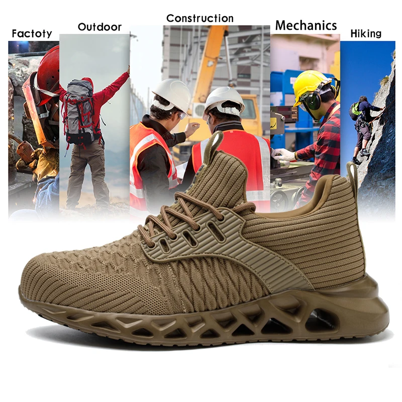 Comfy Breathable Woven Knit with Shock Absorption and Non-Slip Sole Puncture-resistant Kevlar Soft Sole