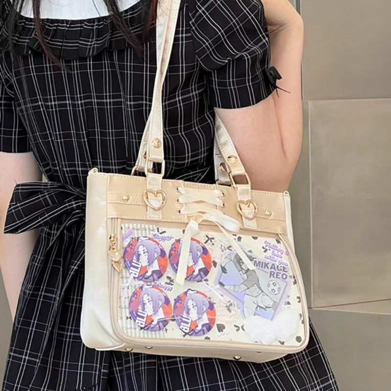 Italife حقيبة Ita حمراء صغيرة Crossbody مع الشريط المرأة Kawaii واضح حقيبة كتف لطيف طالب فتاة القلب Ita حقيبة مع إدراج H202