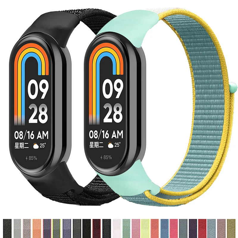 Nylon Loop Strap For xiaomi Mi Band 8 7 6 5 4 3 Bracelet SmartWatch Wristband Replacement sport pulsera watchband Miband 8 NFC